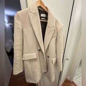 Mango Cream Double-Breasted Blazer